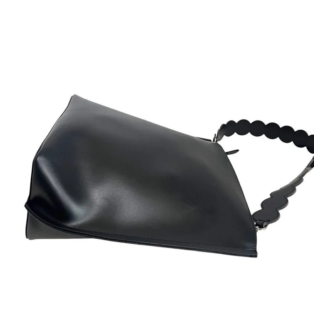 Melie Bianco Black Cecilia Saddle Large Tote Bag